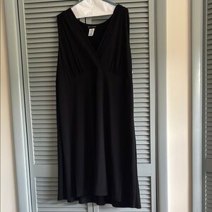 Just My Size Black Sheath Midi Dress V-Neck Sleeveless